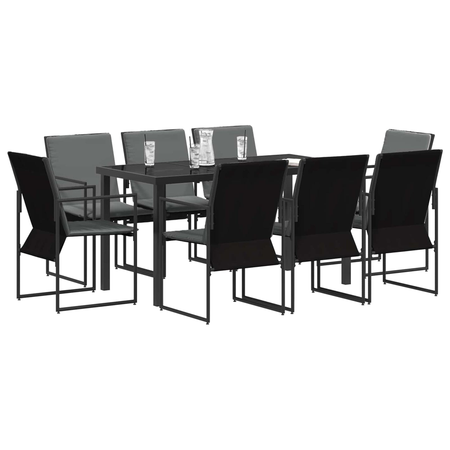 Tuin eettafelset 9 pcs Zwart en Anthraciet 160 x 80 x 73 cm
