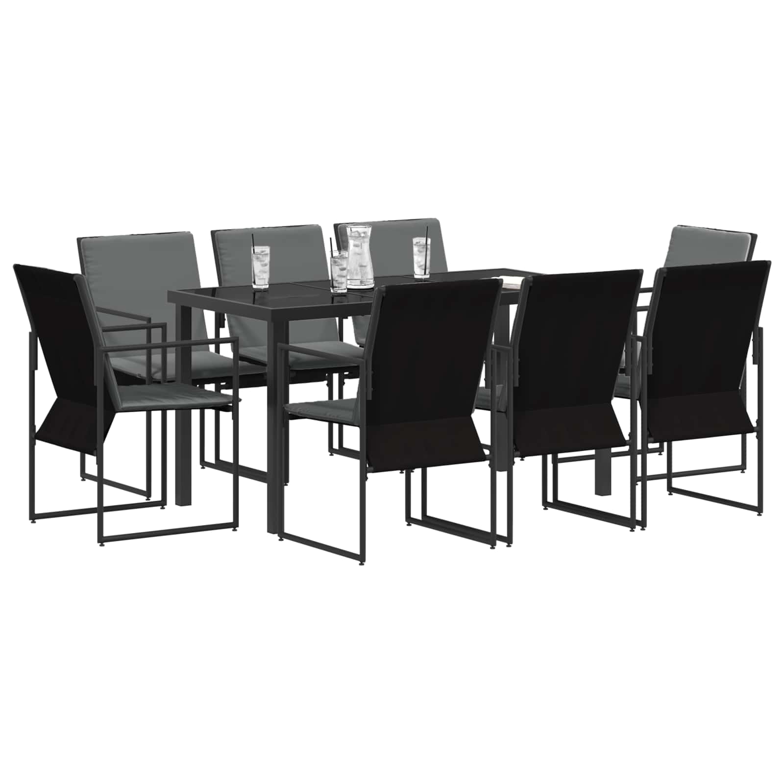 Tuin eettafelset 9 pcs Zwart en Anthraciet 160 x 80 x 73 cm