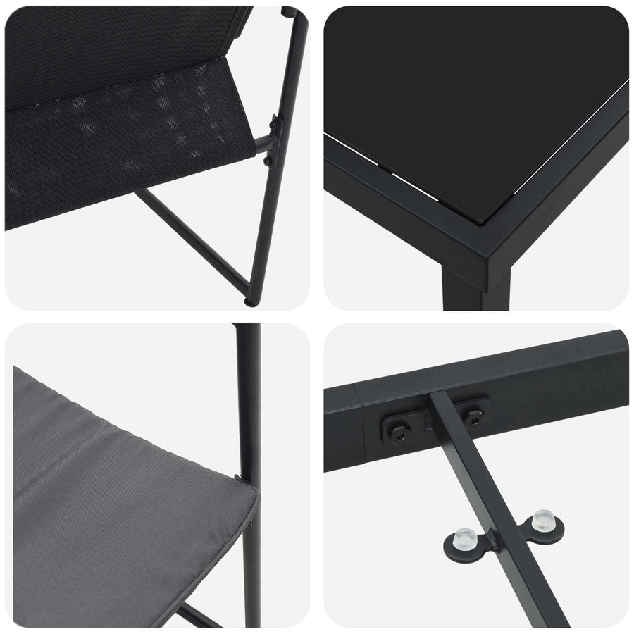 Tuin eettafelset 9 pcs Zwart en Anthraciet 200 x 80 x 73 cm