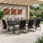 Tuin eettafelset 9-delig 200x80x73 cm zwart
