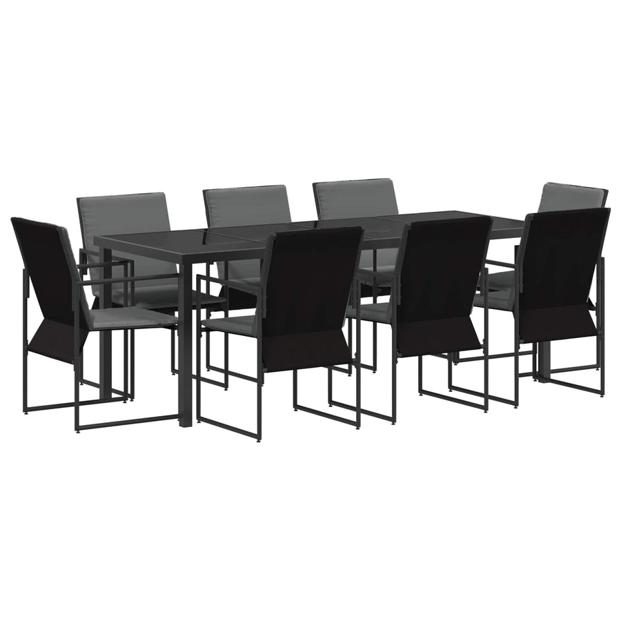 Tuin eettafelset 9 pcs Zwart en Anthraciet 200 x 80 x 73 cm