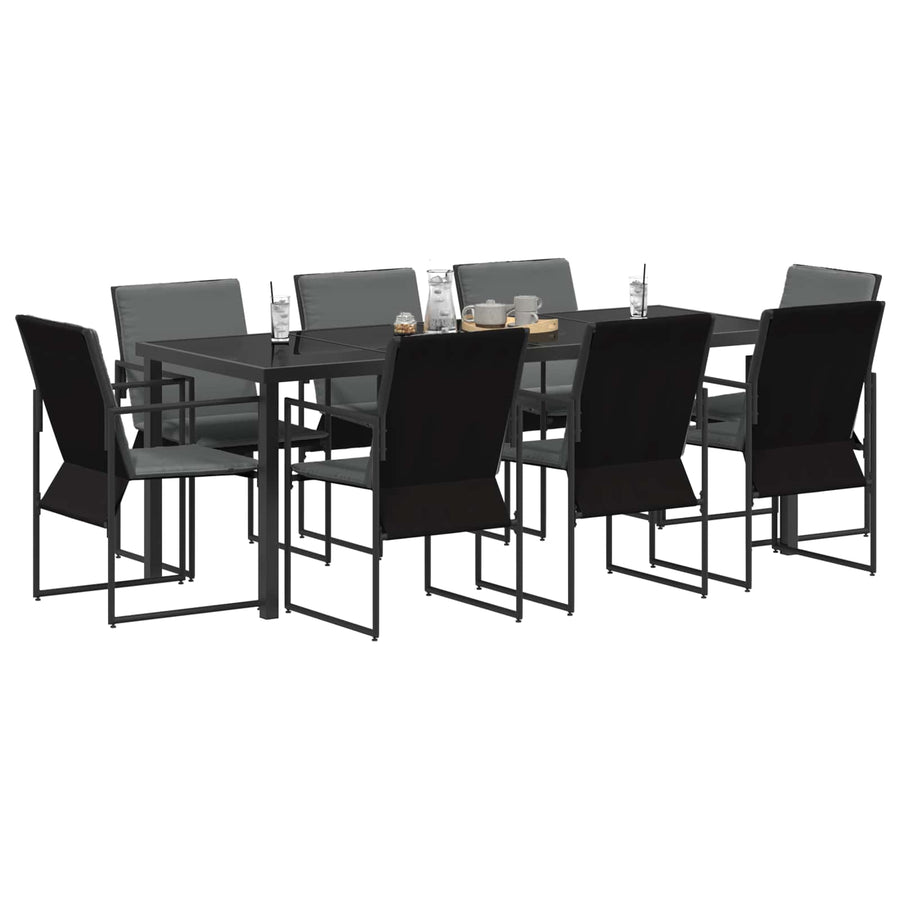 Tuin eettafelset 9 pcs Zwart en Anthraciet 200 x 80 x 73 cm