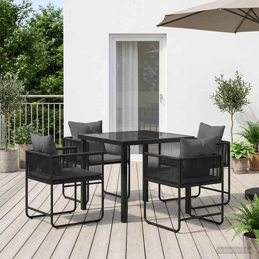 Tuin eettafelset 5 pcs Zwart en Anthraciet 80 x 80 x 73 cm