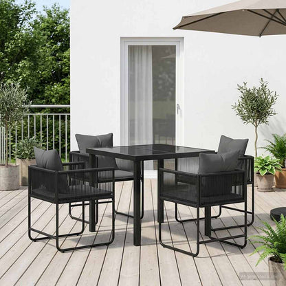 Tuin eettafelset 5 pcs Zwart en Anthraciet 80 x 80 x 73 cm