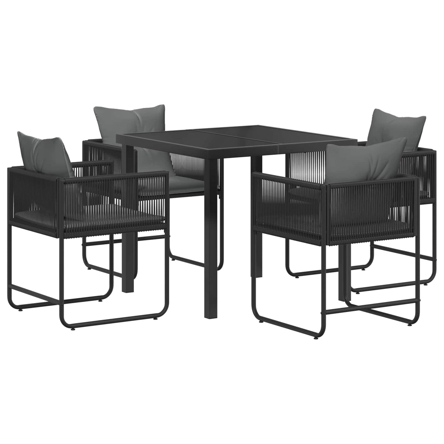 Tuin eettafelset 5 pcs Zwart en Anthraciet 80 x 80 x 73 cm