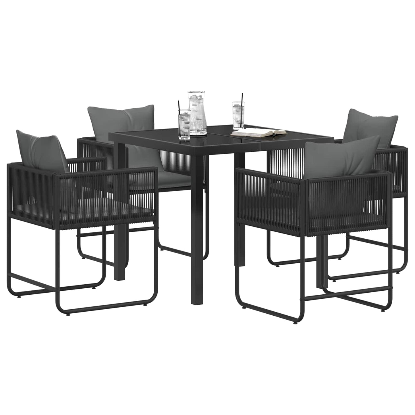 Tuin eettafelset 5 pcs Zwart en Anthraciet 80 x 80 x 73 cm