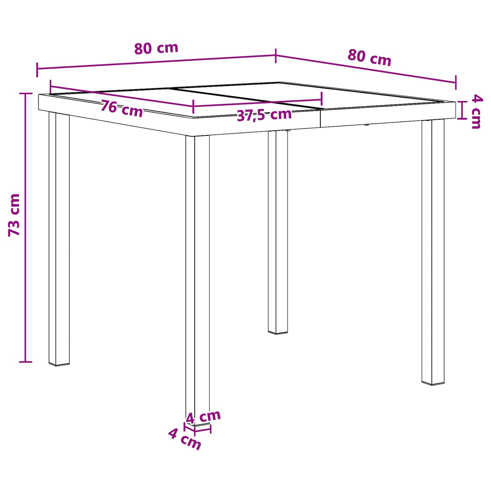 Tuin eettafelset 5 pcs Zwart en Anthraciet 80 x 80 x 73 cm