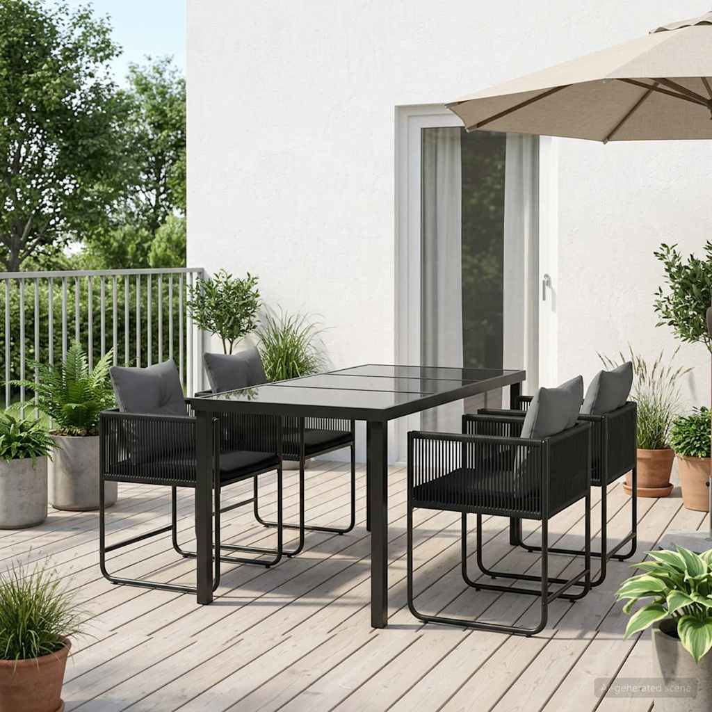 Tuin eettafelset 5 pcs Zwart en Anthraciet 140 x 80 x 73 cm
