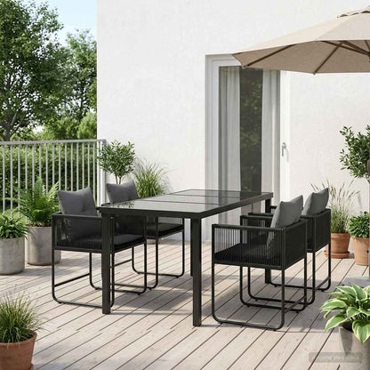 Tuin eettafelset 5 pcs Zwart en Anthraciet 140 x 80 x 73 cm