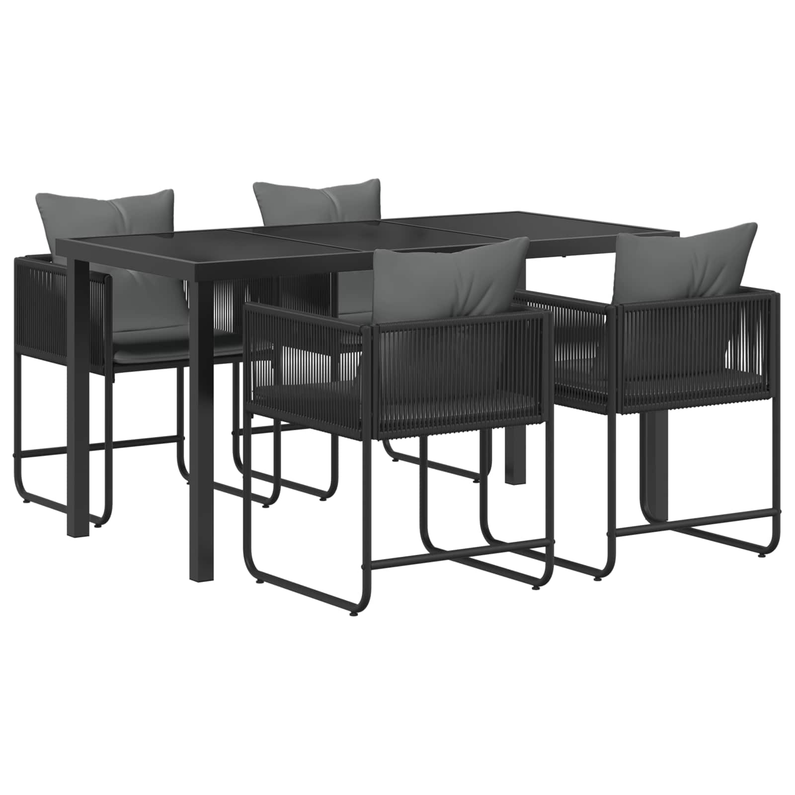 Tuin eettafelset 5 pcs Zwart en Anthraciet 140 x 80 x 73 cm