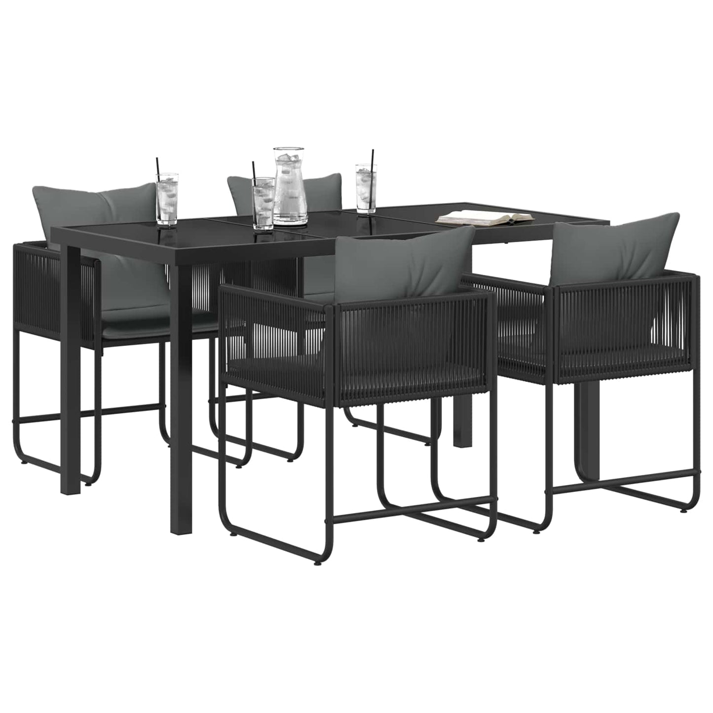 Tuin eettafelset 5 pcs Zwart en Anthraciet 140 x 80 x 73 cm