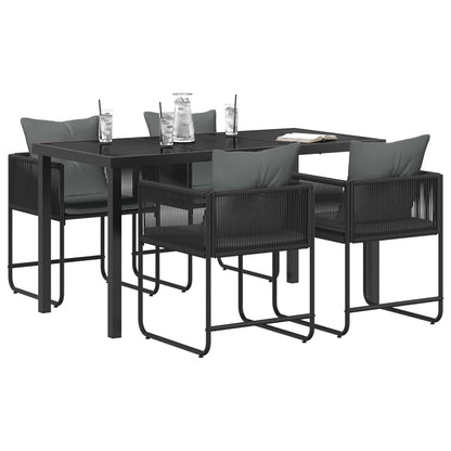 Tuin eettafelset 5 pcs Zwart en Anthraciet 140 x 80 x 73 cm