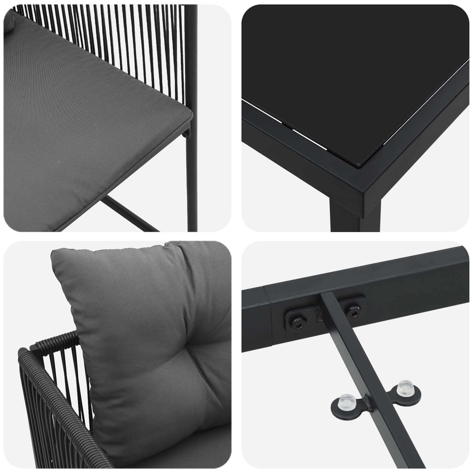 Tuin eettafelset 9 pcs Zwart en Anthraciet 160 x 80 x 73 cm
