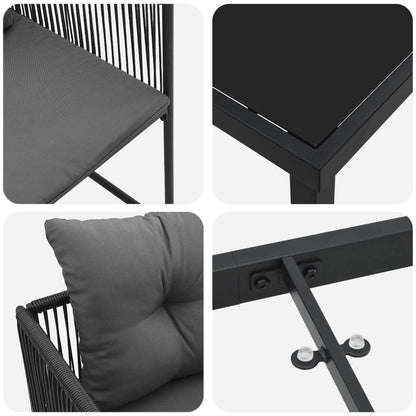 Tuin eettafelset 9 pcs Zwart en Anthraciet 160 x 80 x 73 cm