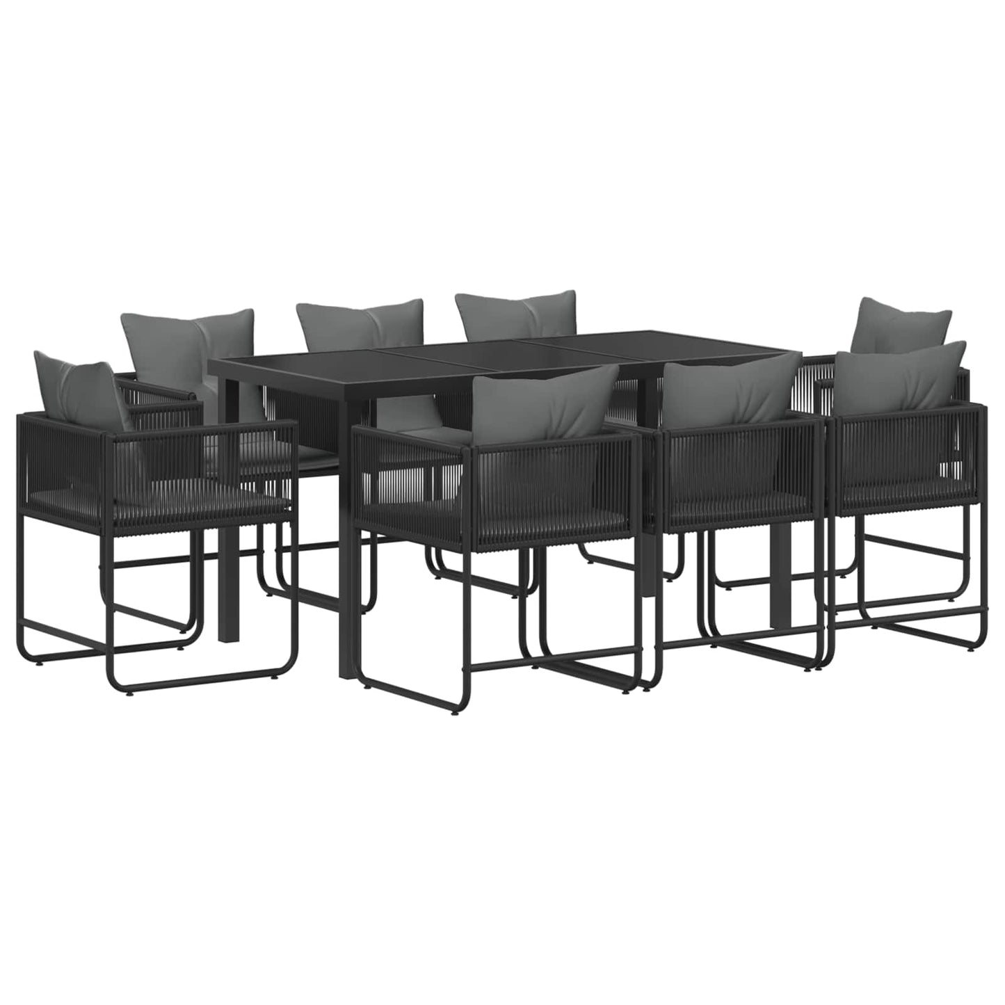 Tuin eettafelset 9 pcs Zwart en Anthraciet 160 x 80 x 73 cm