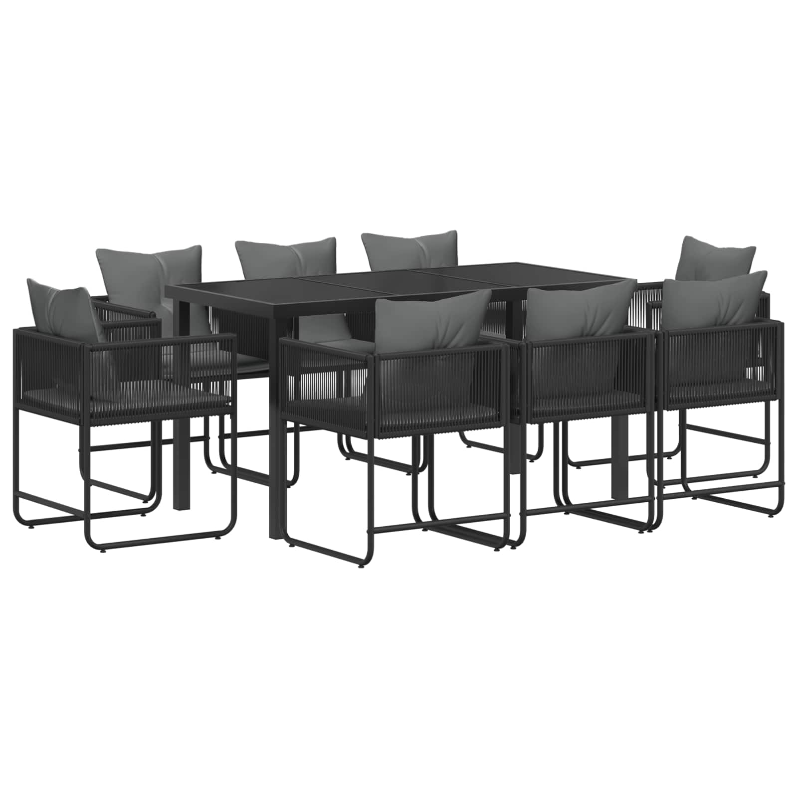 Tuin eettafelset 9 pcs Zwart en Anthraciet 160 x 80 x 73 cm