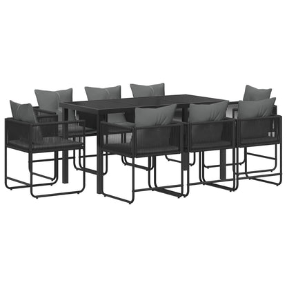 Tuin eettafelset 9 pcs Zwart en Anthraciet 160 x 80 x 73 cm