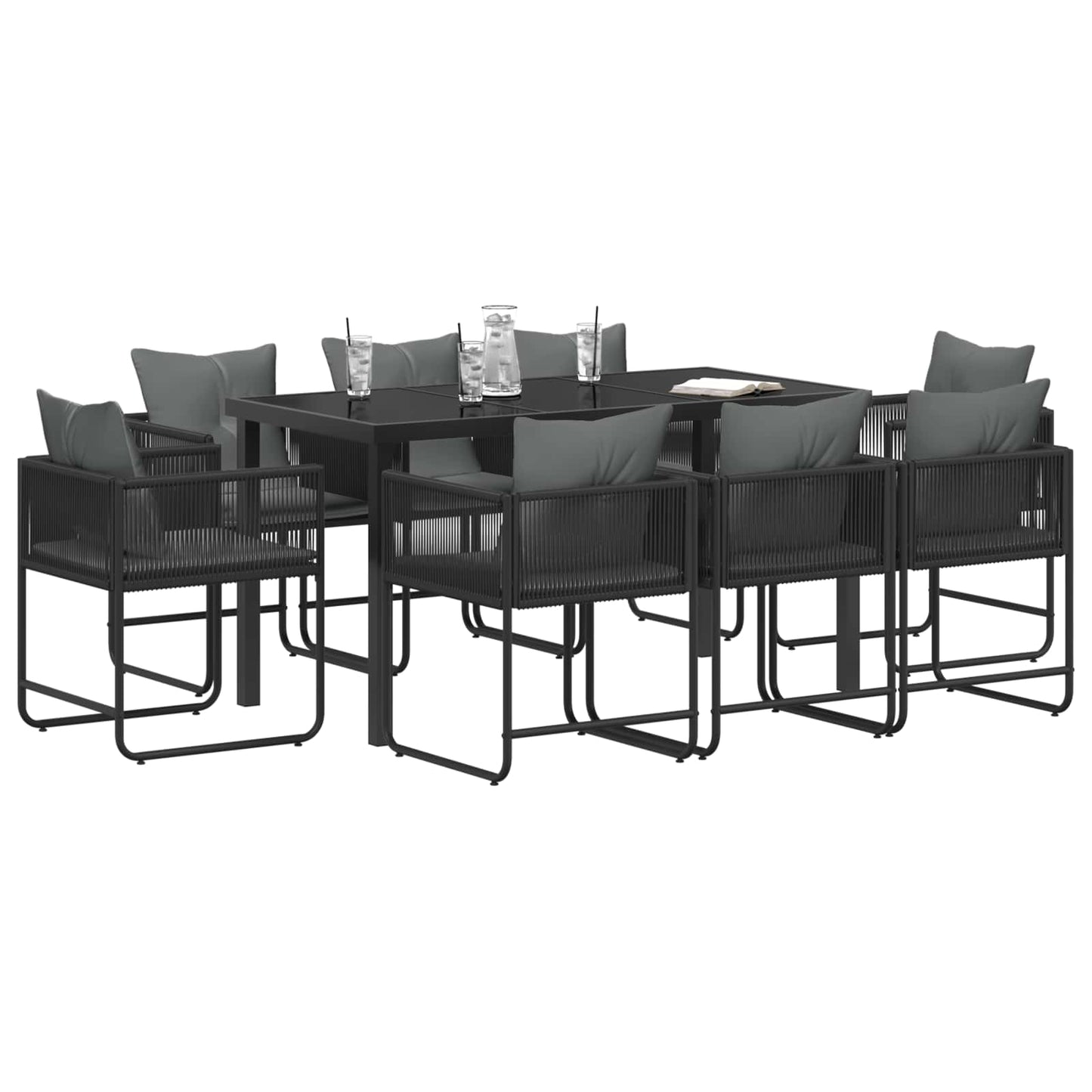 Tuin eettafelset 9 pcs Zwart en Anthraciet 160 x 80 x 73 cm
