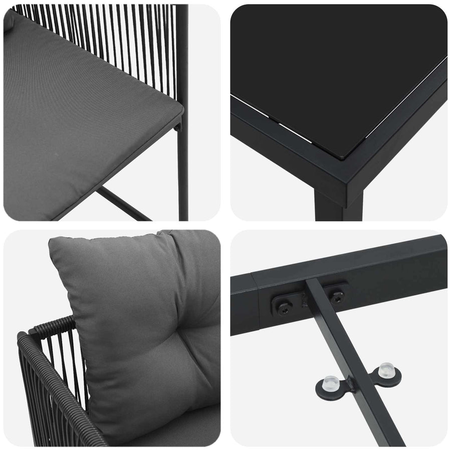 Tuin eettafelset 9 pcs Zwart en Anthraciet 200 x 80 x 73 cm