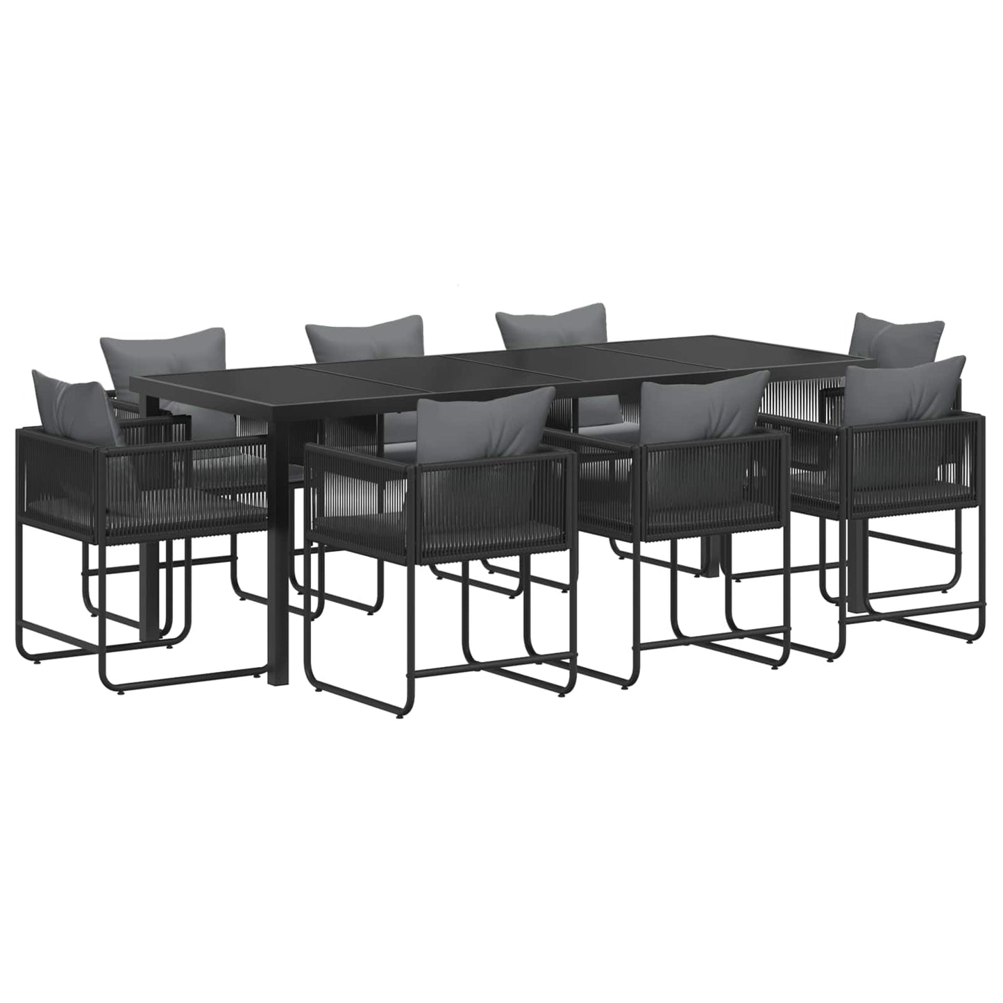 Tuin eettafelset 9 pcs Zwart en Anthraciet 200 x 80 x 73 cm