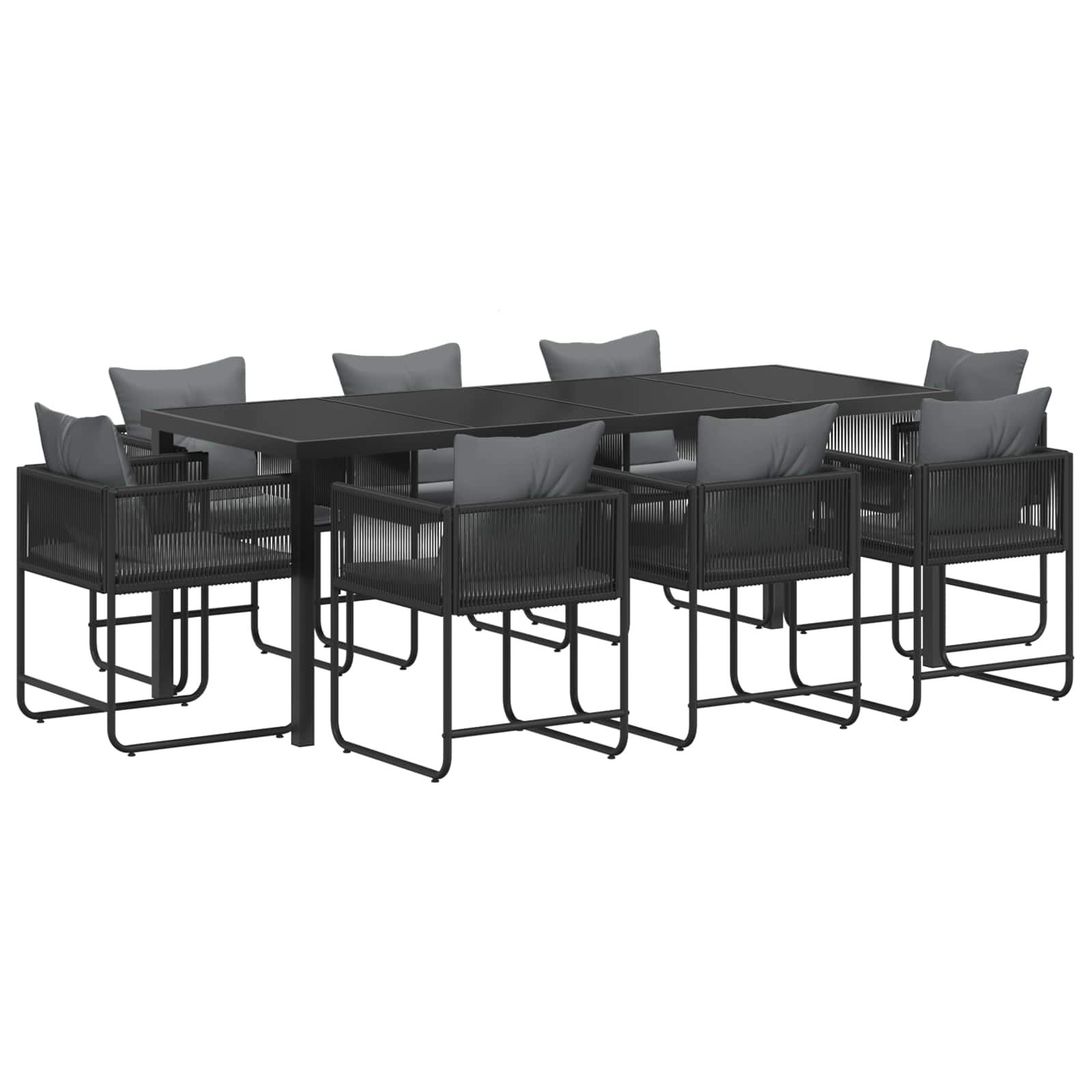 Tuin eettafelset 9 pcs Zwart en Anthraciet 200 x 80 x 73 cm