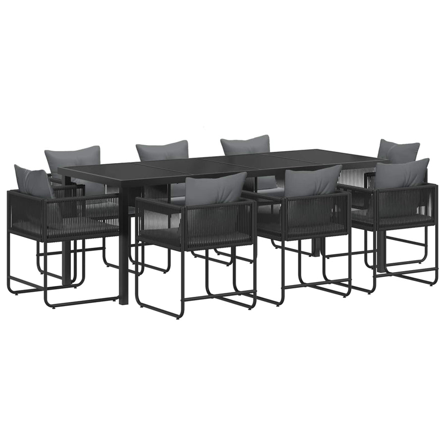Tuin eettafelset 9 pcs Zwart en Anthraciet 200 x 80 x 73 cm