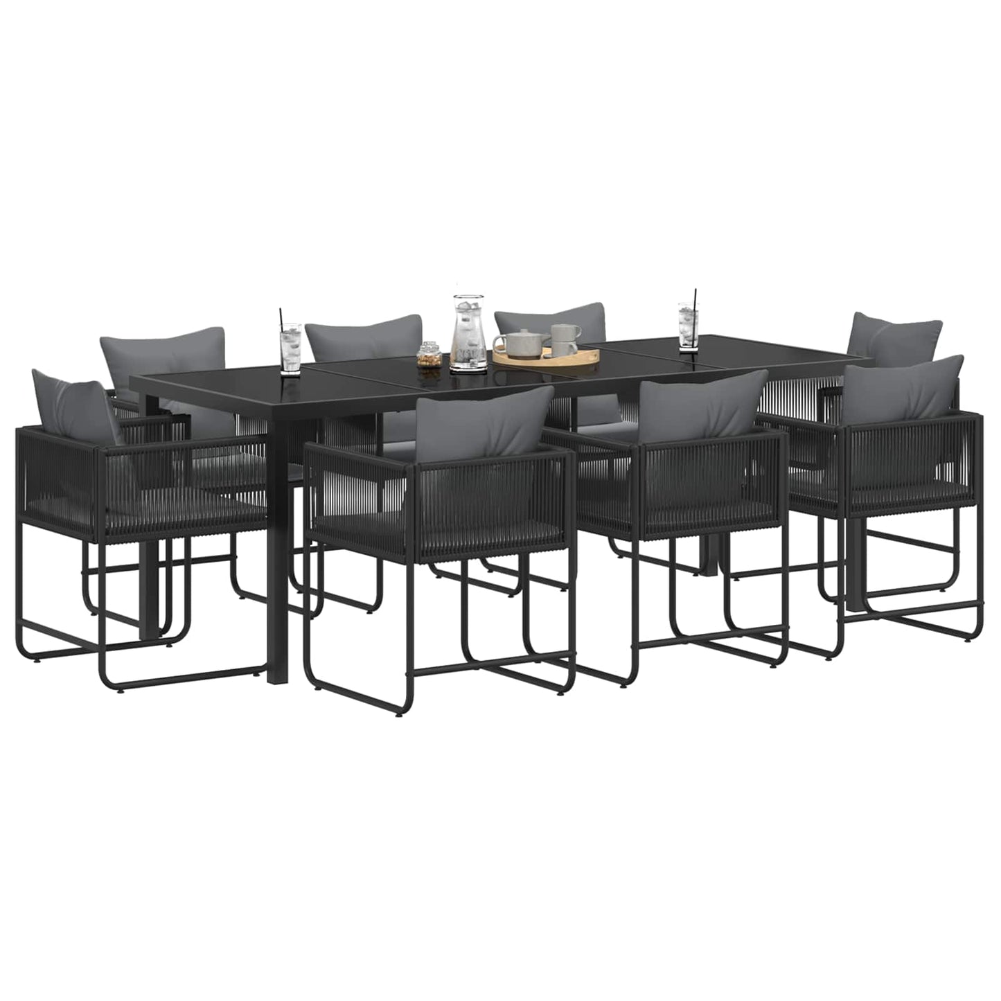 Tuin eettafelset 9 pcs Zwart en Anthraciet 200 x 80 x 73 cm