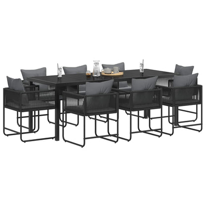 Tuin eettafelset 9 pcs Zwart en Anthraciet 200 x 80 x 73 cm