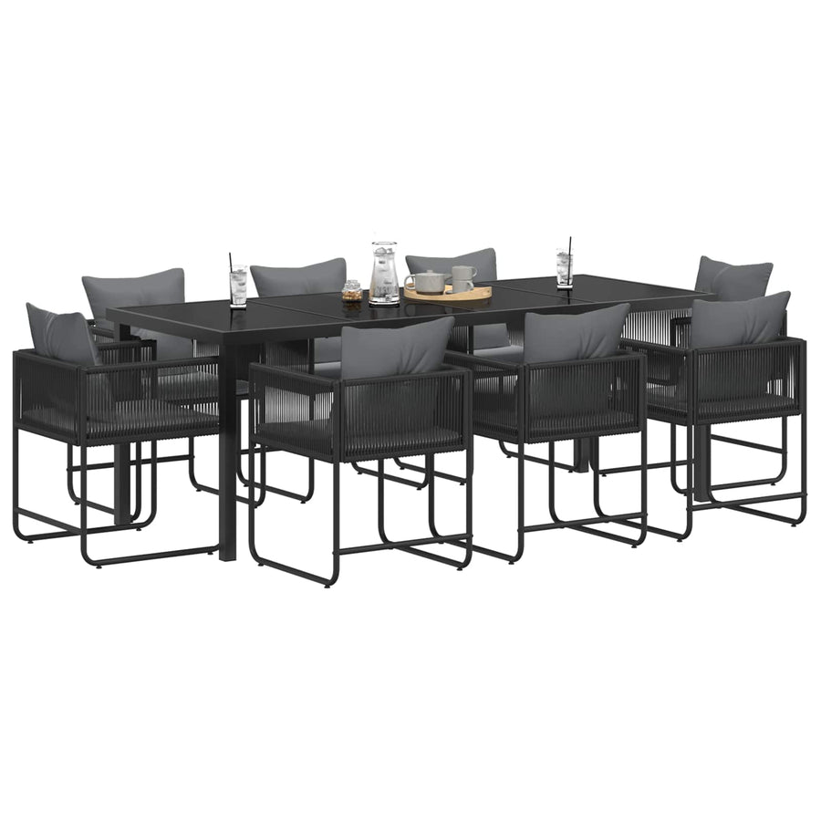 Tuin eettafelset 9 pcs Zwart en Anthraciet 200 x 80 x 73 cm