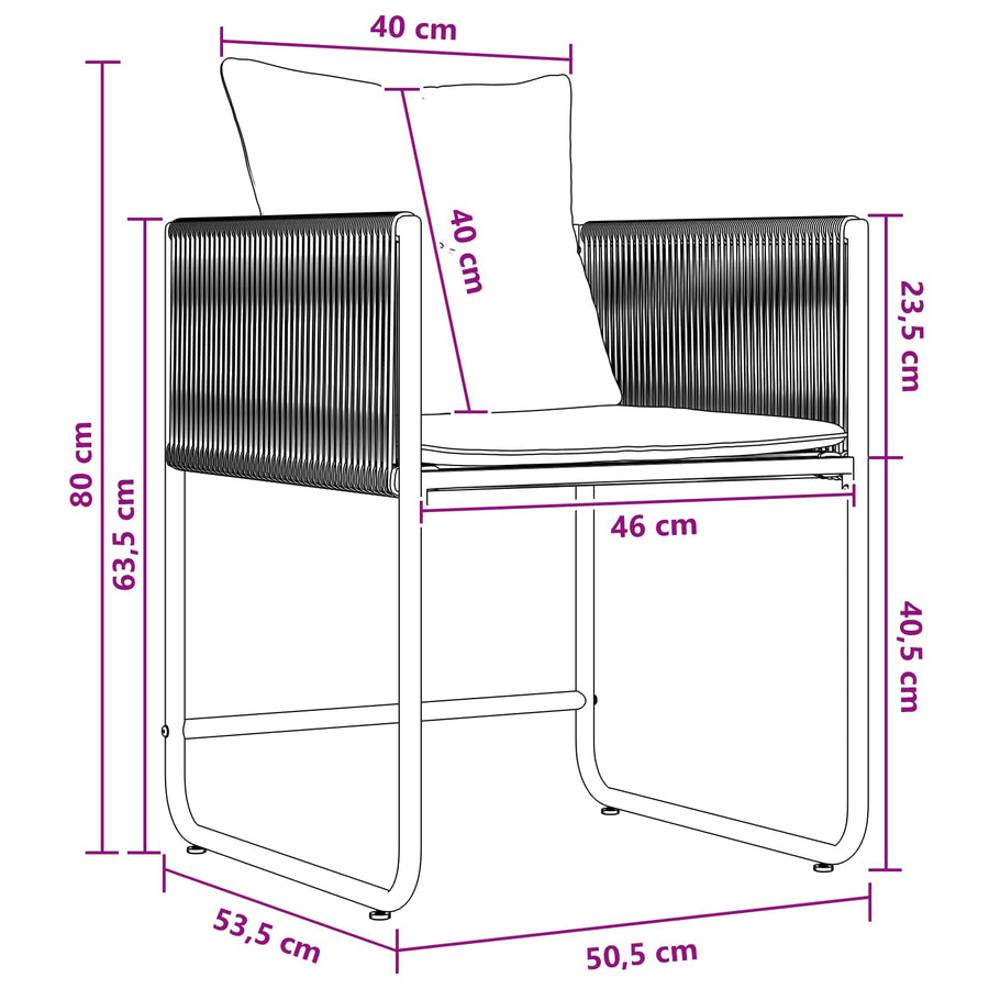 Tuin eettafelset 9 pcs Zwart en Anthraciet 200 x 80 x 73 cm