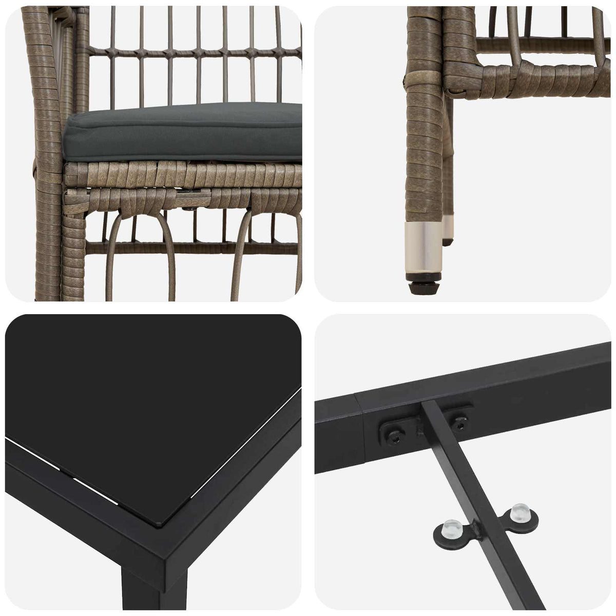 Buiten eettafelset 9 st Grijs poly rattan