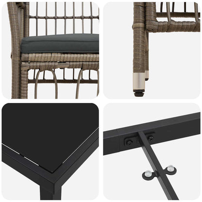 Buiten eettafelset 9 st Grijs poly rattan