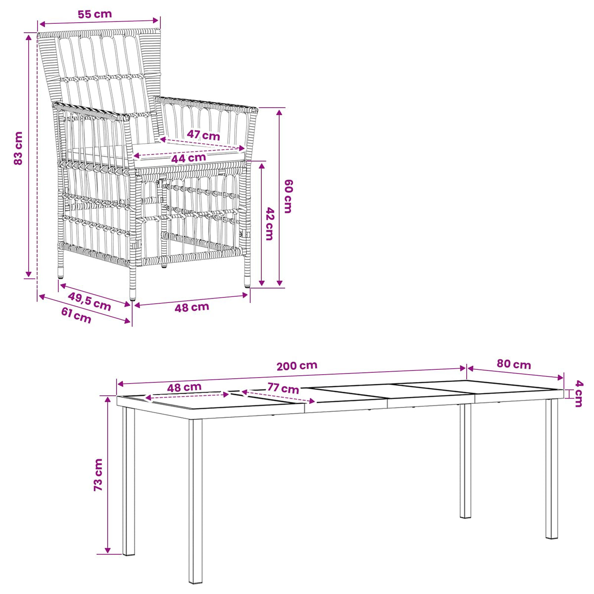 Buiten eettafelset 9 st Grijs poly rattan
