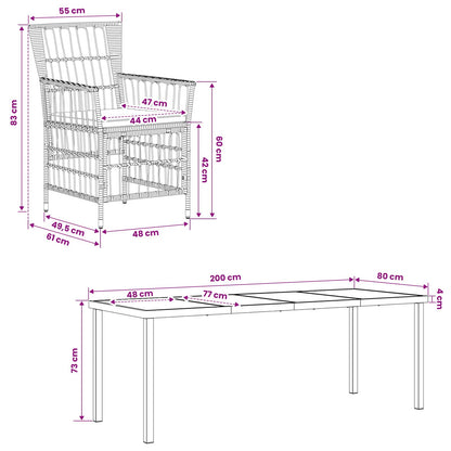 Buiten eettafelset 9 st Grijs poly rattan