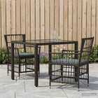 Eettafelset buiten 4 personen 90x90 cm poly rattan zwart