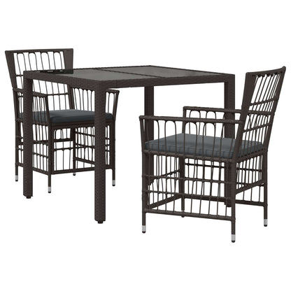 Buiten eettafelset 3 st Zwart poly rattan