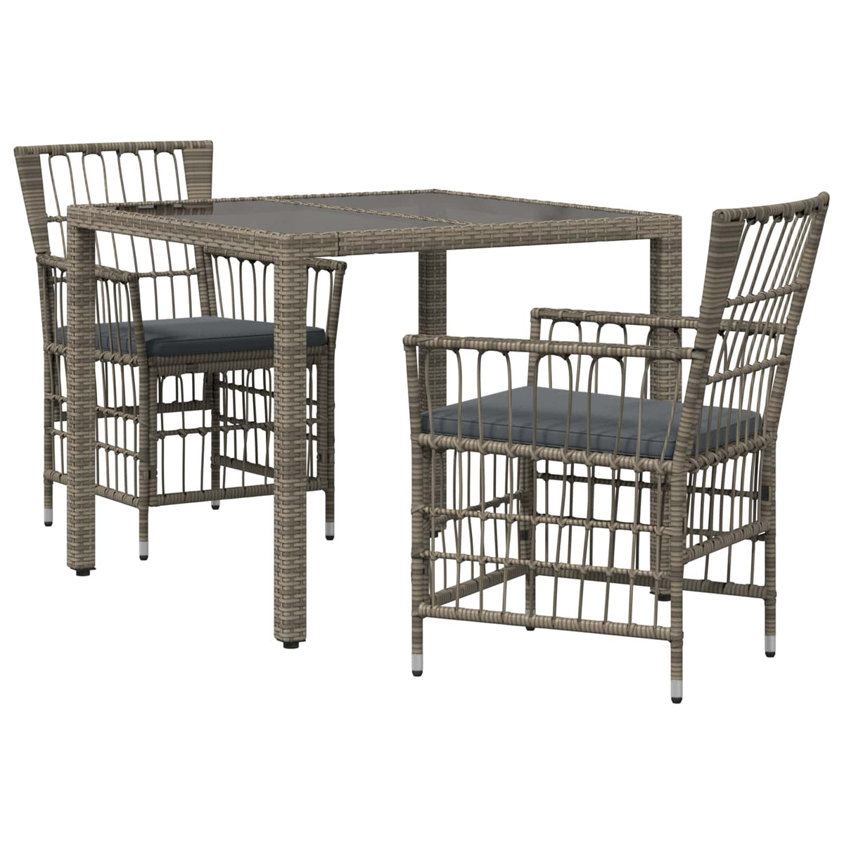 Buiten eettafelset 3 st Grijs poly rattan