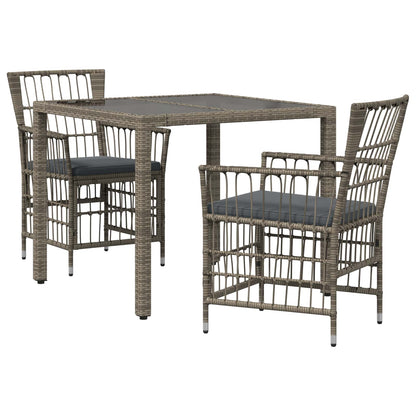 Buiten eettafelset 3 st Grijs poly rattan