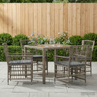 Eettafelset poly rattan 90x90x75 cm grijs