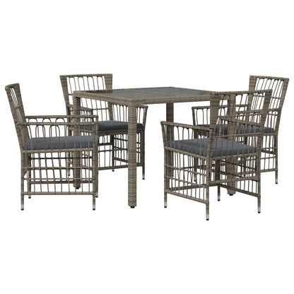 Buiten eettafelset 5 st Grijs poly rattan