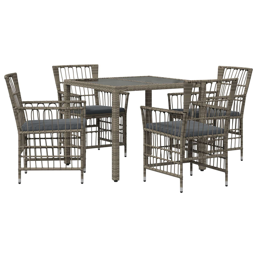 Buiten eettafelset 5 st Grijs poly rattan