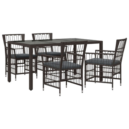 Buiten eettafelset 5 st Zwart poly rattan