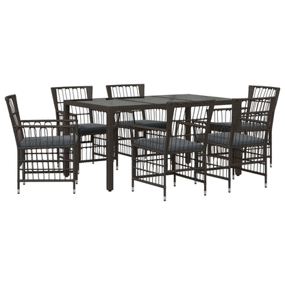 Buiten eettafelset 7 st Zwart poly rattan