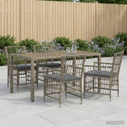 Eettafelset tuin 5-delig poly rattan grijs