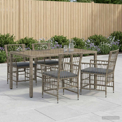 Buiten eettafelset 5 st Grijs poly rattan