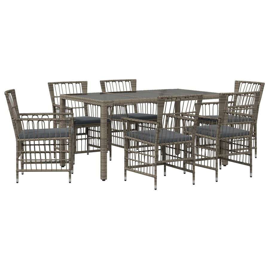 Buiten eettafelset 7 st Grijs poly rattan