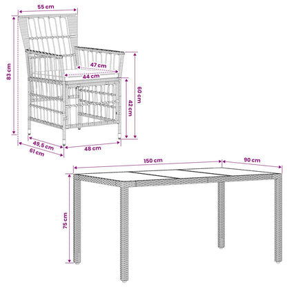 Buiten eettafelset 7 st Grijs poly rattan
