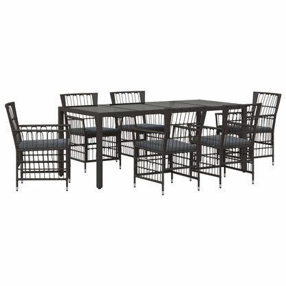 Buiten eettafelset 7 st Zwart poly rattan