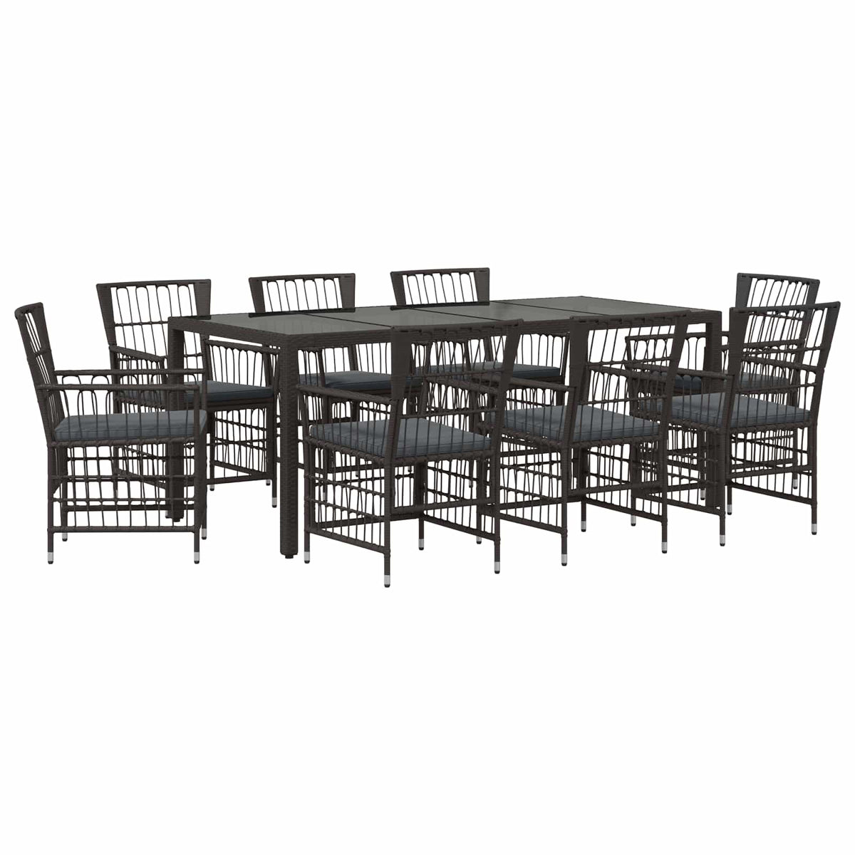 Buiten eettafelset 9 st Zwart poly rattan