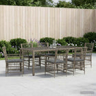 Eettafelset poly rattan grijs 7-delig